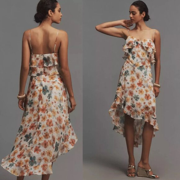 Anthropologie Dresses & Skirts - By Anthropologie Sleeveless Asymmetric Ruffled Midi Dress size XL new nwt yellow